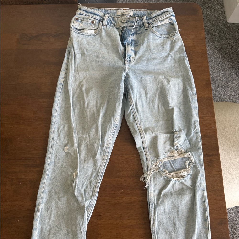 Abercrombie & Fitch Light Blue High-Rise Mom Jeans